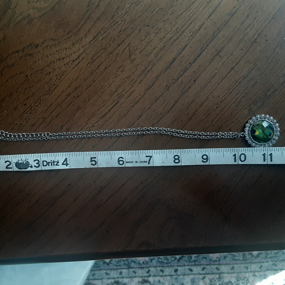 Peacock Feather Pendant Necklace - Picture 6 of 6